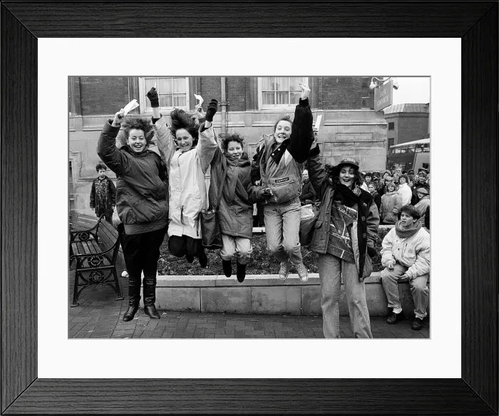 Framed Print : Jason Donovan fans queuing for tickets, 1990 Framed Print : Jason Donovan fans queuing for tickets, 1990