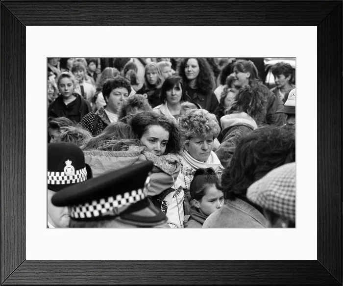Framed Print : Jason Donovan fans queuing for tickets, 1990