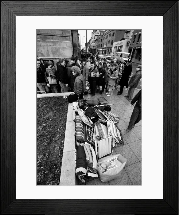 Framed Print : Jason Donovan fans queuing for tickets, 1990 Framed Print : Jason Donovan fans queuing for tickets, 1990