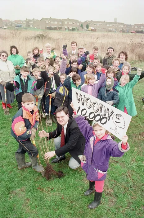 Framed Print : Pupils plant trees, 1992 Framed Print : Pupils plant trees, 1992