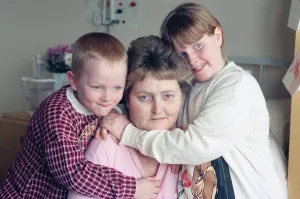 1990s Prints: Bridget Dawson with her two young children