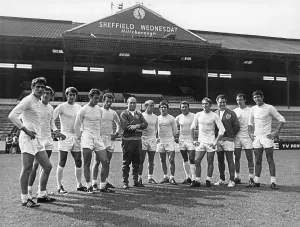 Team Prints: England manager Alf Ramsey with his players from The English Football League who will face The League of Ireland