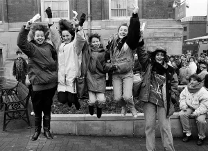 Entertainment Prints: Jason Donovan fans queuing for tickets, 1990