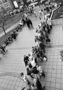 Entertainment Prints: Jason Donovan fans queuing for tickets, 1990