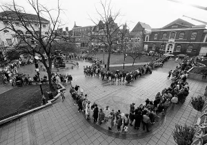 Entertainment Prints: Jason Donovan fans queuing for tickets, 1990